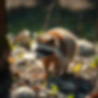 Signs of raccoon presence in a garden