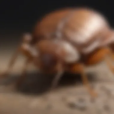 A close-up view of a bed bug