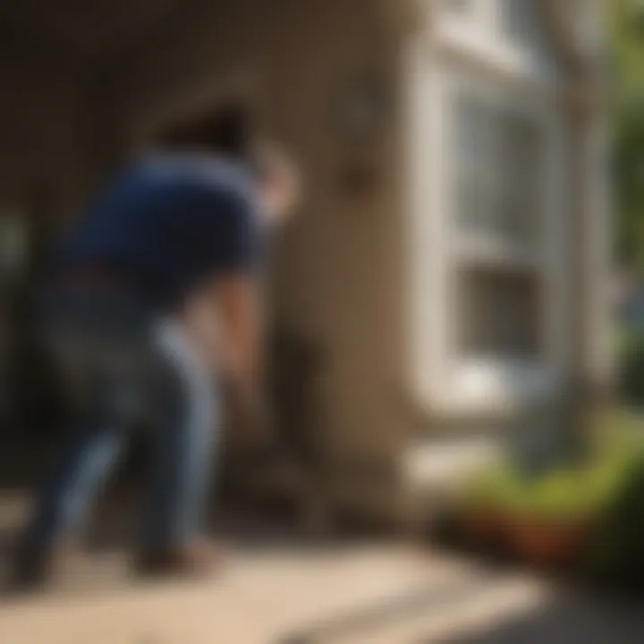 Pest control technician inspecting a residential property.