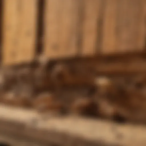 Close-up of a termite infestation in wooden structures