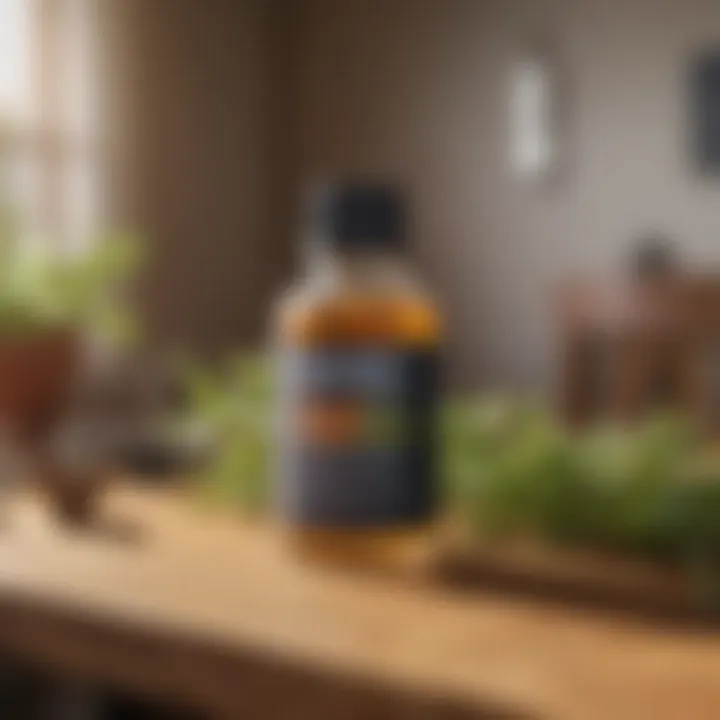 Eco-friendly pest control products on a wooden table