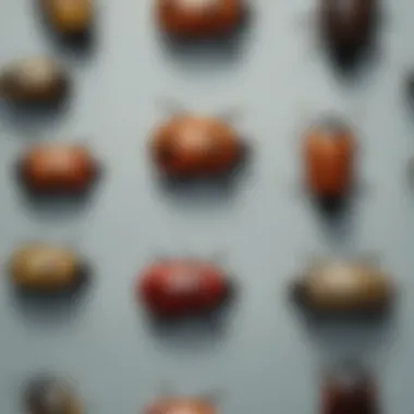 Diversity of Household Beetle Species Close-up view of various beetle species commonly found in homes