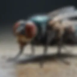 Close-up of a common housefly on a surface