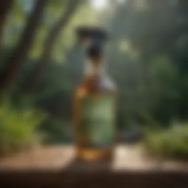Natural Yard Spray for Eco-Friendly Fly Control Close-up of a natural yard spray bottle with eco-friendly ingredients