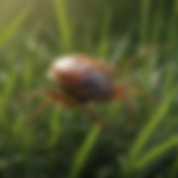 Close-up of a tick on grass, highlighting the need for control