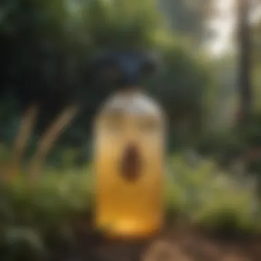 Eco-Friendly Tick Control Solutions Eco-friendly yard spray bottle placed amidst plants