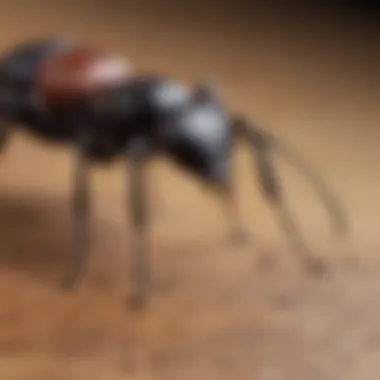 Carpenter Ant Detail on Wooden Surface Close-up of a carpenter ant on wood