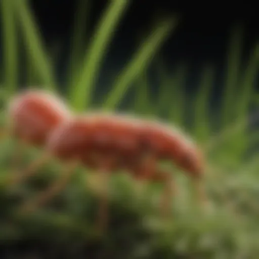 Close-up of chigger mites on grass