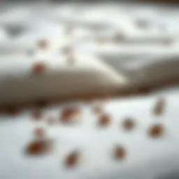 Close-up of bed bugs on a mattress