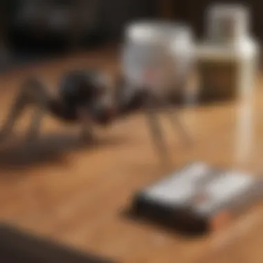 Eco-friendly spider control products arranged on a wooden table