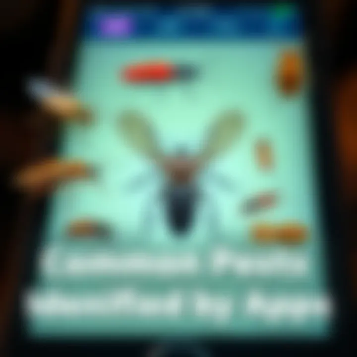 Illustrative graphic depicting common pests identified through mobile applications.
