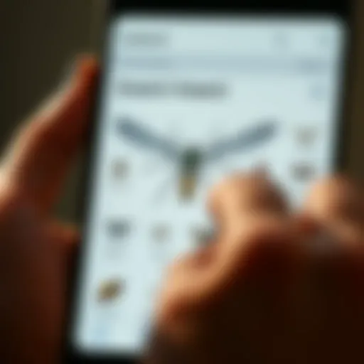 Detailed view of an insect identification app interface showcasing various features.