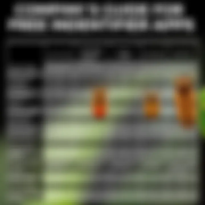 Comparison chart of different insect identifier apps with user ratings and features.