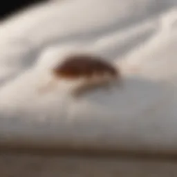 Close-up view of bed bugs on a mattress