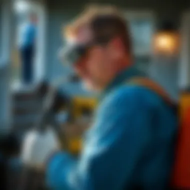 Professional Assessment of Pest Control Needs Illustration of a pest control professional assessing a property