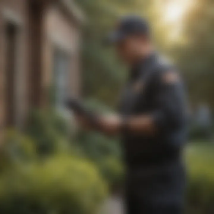 Pest control technician inspecting a property