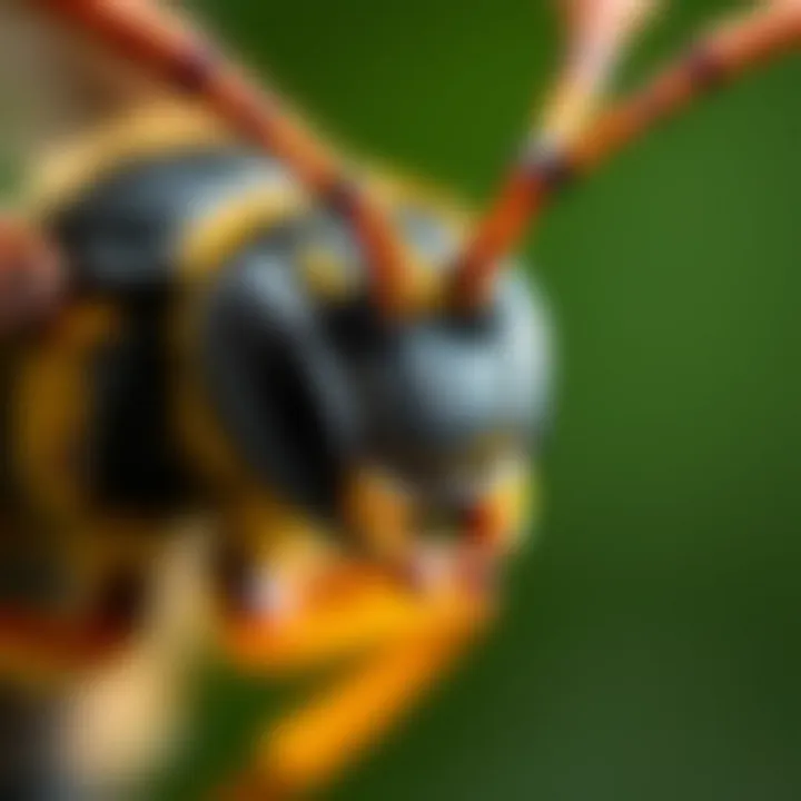 Close-up of a wasp showing its intricate body structure