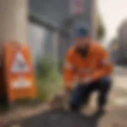 Rodent control technician assessing an area for signs of infestation