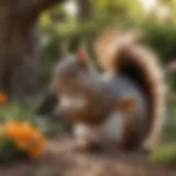 Close-up of squirrel inspecting a garden