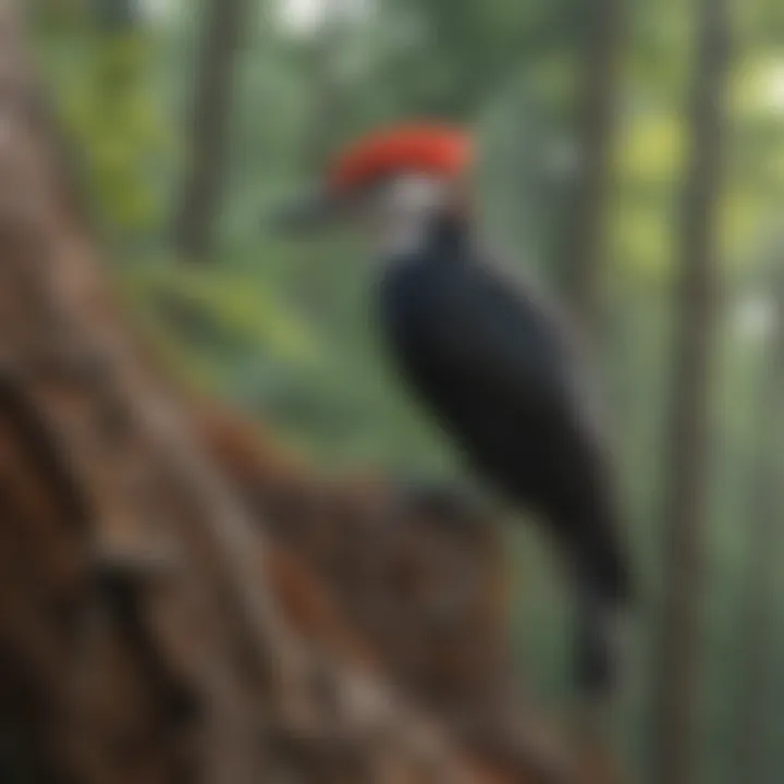 Bird-friendly habitat with features to minimize woodpecker attraction