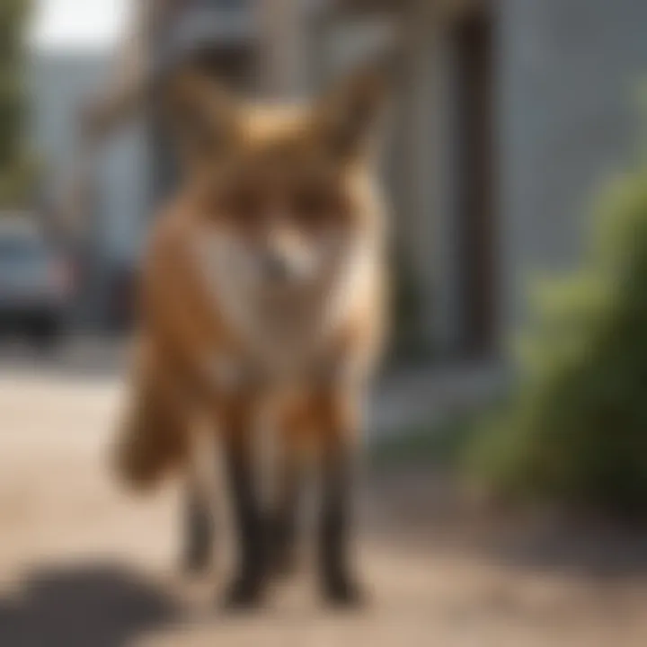 A fox roaming in an urban neighborhood of Corpus Christi