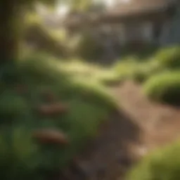 A lush green yard infested with fleas