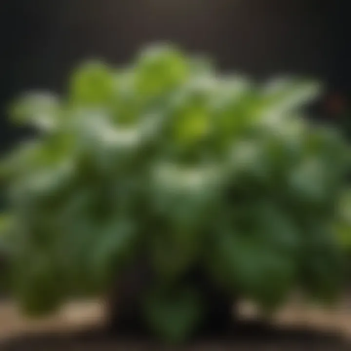 Basil plant with vibrant green leaves