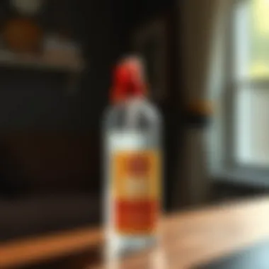 Close-up of a natural rat repellent spray bottle