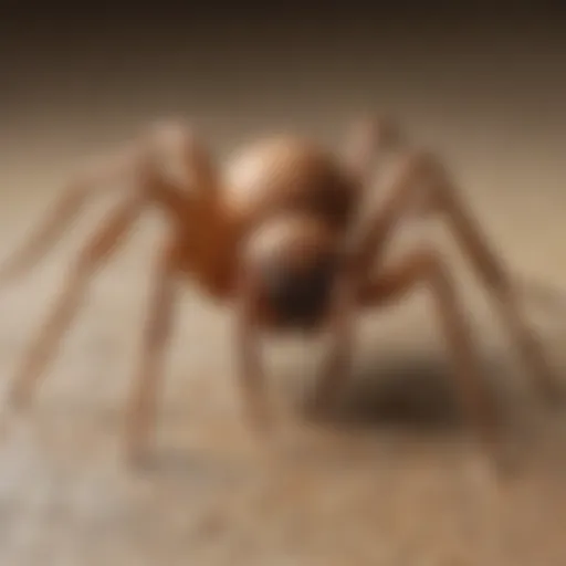 Close-up view of a brown recluse spider on a surface