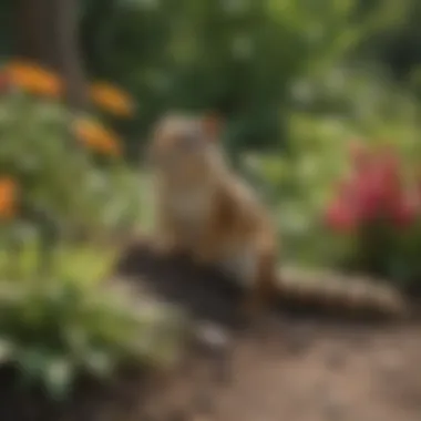 Damage caused by chipmunks to flower beds