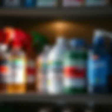 Chemical Solutions for Cockroach Management Chemical pest control products on a shelf