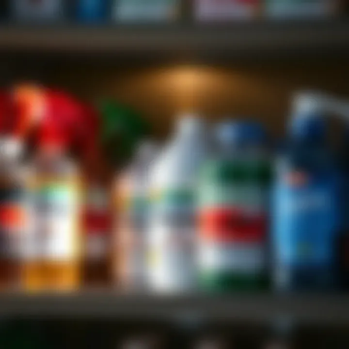 Chemical Solutions for Cockroach Management Chemical pest control products on a shelf