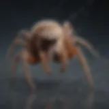 Close-up of a common house spider on a web