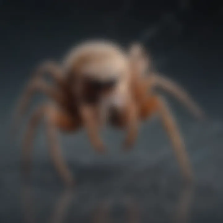 Close-up of a common house spider on a web