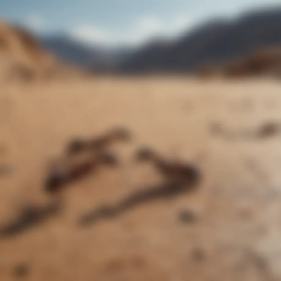 Close-up view of rover ants on a surface