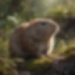 Close-up of a vole in natural habitat