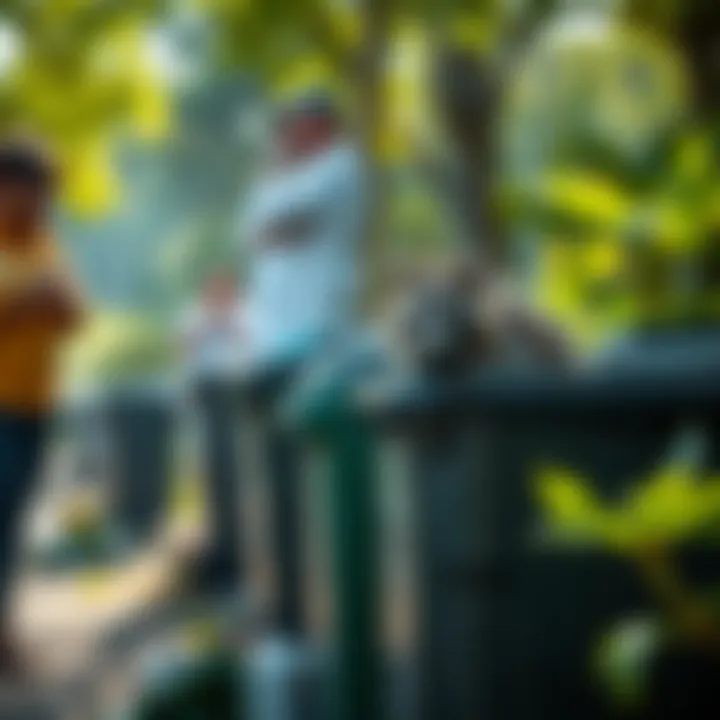 Community members engaging in trash security efforts