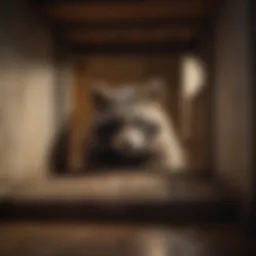 Raccoon peeking from attic opening