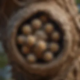 Close-up of a wasp nest in a tree