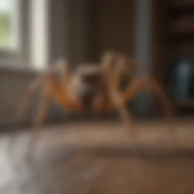 Close-up of spider in a residential setting