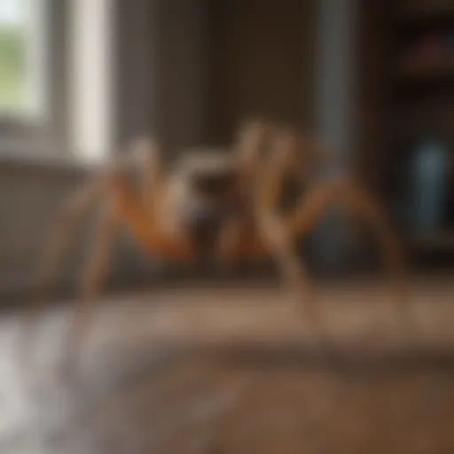 Close-up of spider in a residential setting