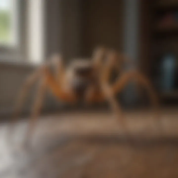 Close-up of spider in a residential setting