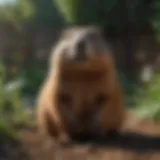 Groundhog observing a garden