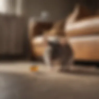Controlling Mice with Effective Traps Effective traps set around a couch to catch mice, demonstrating control methods