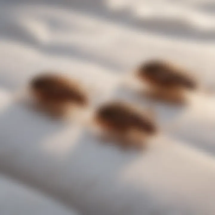 Close-up of bed bugs on a mattress