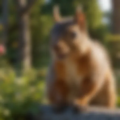 A close-up of a squirrel in a garden