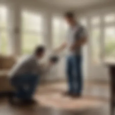 Orkin technician inspecting a home for pests