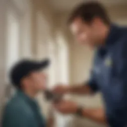 A close-up of a pest control technician inspecting a home for common pests in Kalamazoo