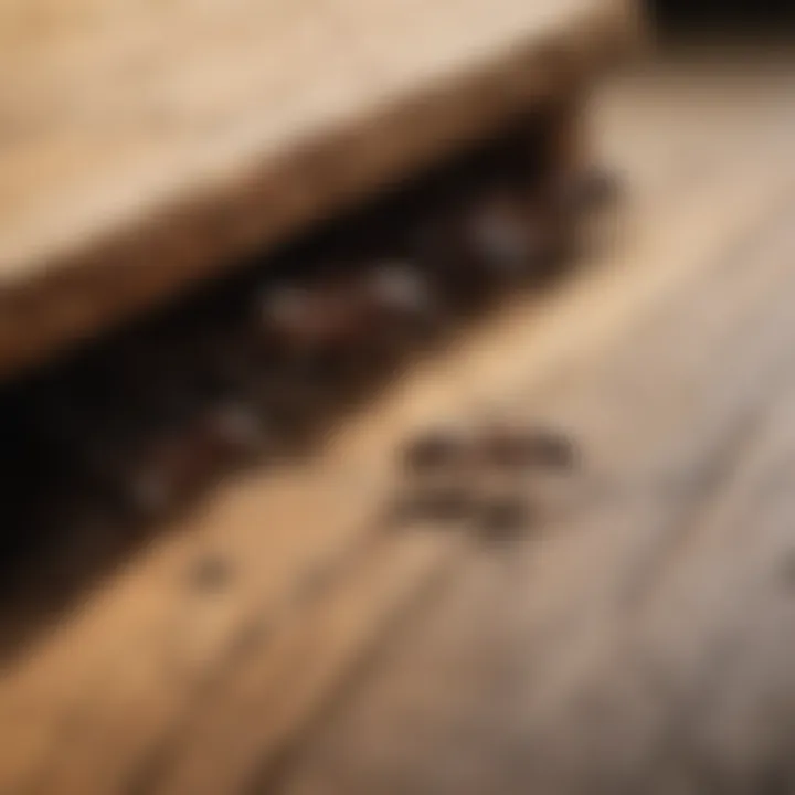 Close-up of carpenter ants on wood