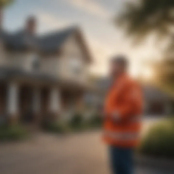 Pest control technician inspecting a residential area for infestations